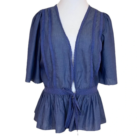 Matilda Jane Lightweight Denim Navy Cardigan Blouse - Picture 1 of 6